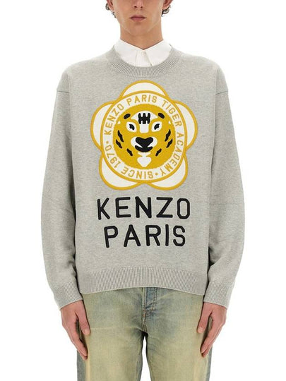 Tiger Academy Logo Knit Top Pale Grey - KENZO - BALAAN 2