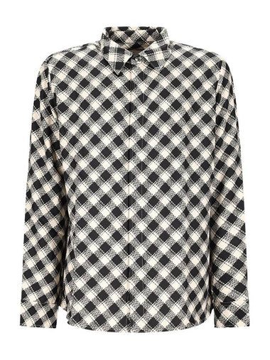 Double Topstitching Classic Long Sleeve Shirt White Black - AMI - BALAAN 1