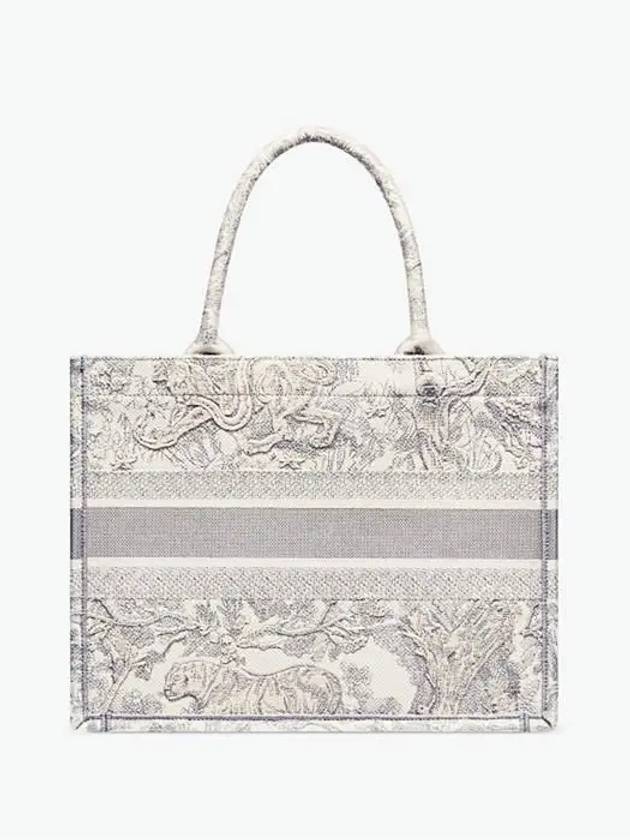 Toile De Jouy Embroidery Medium Book Tote Bag Ecru Grey - DIOR - BALAAN 4