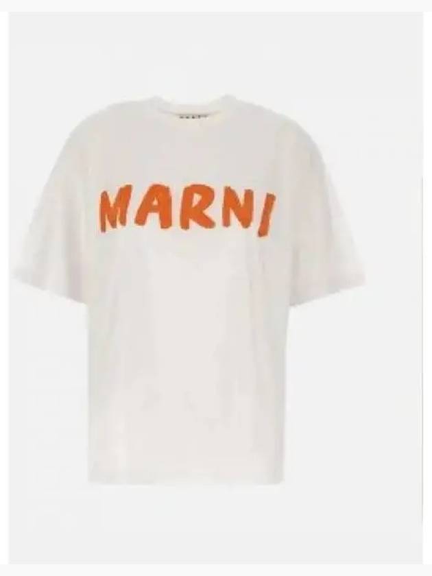 Logo Lettering Boxy Fit Short Sleeve T-Shirt White - MARNI - BALAAN 2