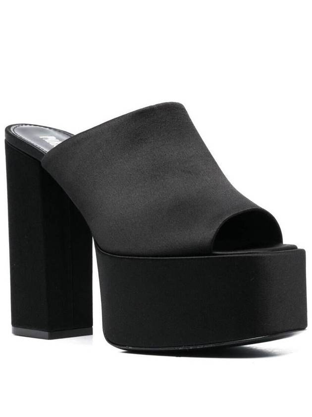 Black Mules With Oversized Platform In Silk Woman - PARIS TEXAS - BALAAN 2