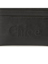 Sense Embroidered Logo Calfskin Card Wallet Black - CHLOE - BALAAN 6