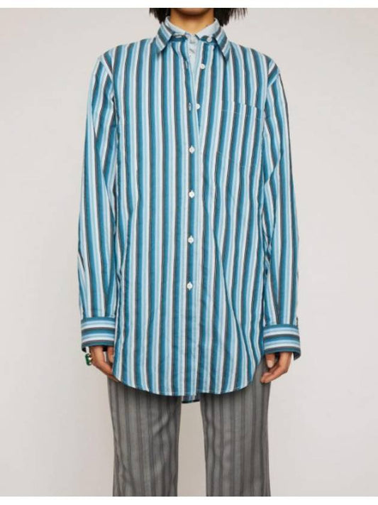 Women's Striped Shirt Blue FNWNBLOU000314 - ACNE STUDIOS - BALAAN 1