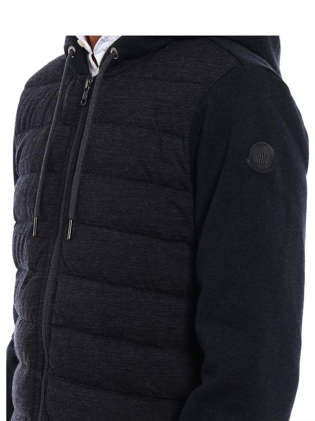 Men's Hooded Padded Dark Gray - MONCLER - BALAAN.