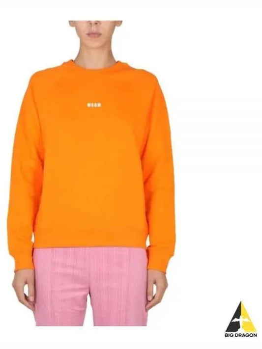 Micro Logo Cotton Sweatshirt Orange - MSGM - BALAAN 2