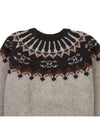 Fair Isle Motif Wool Knit Top Grey - CELINE - BALAAN 7