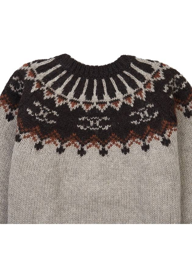 Fair Isle Motif Wool Knit Top Grey - CELINE - BALAAN 7