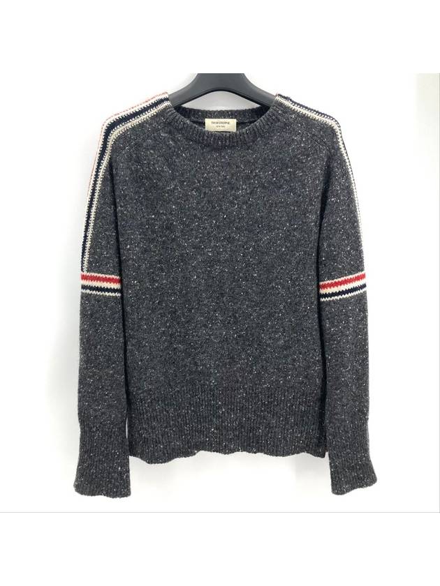 Mohair armband striped crew neck knit - THOM BROWNE - BALAAN 1