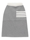 Double Face Merino 4 Bar A Line Skirt Light Grey - THOM BROWNE - BALAAN 2