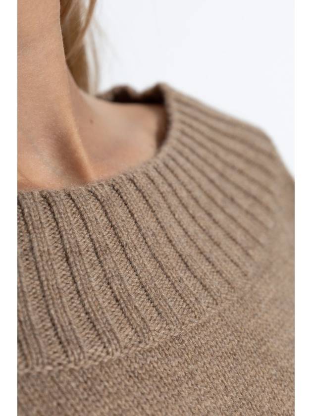 Max Mara Latham s off the shoulder wool cashmere knit top hazelnut brown - MAX MARA - BALAAN 6