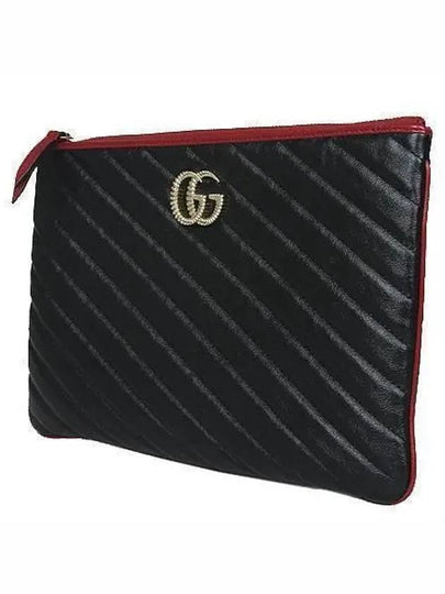 573814 Black Leather GG Marmont Matelasse Clutch - GUCCI - BALAAN 2