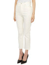 Women's Denim High Waist Cropped Jeans White - AMI - BALAAN.