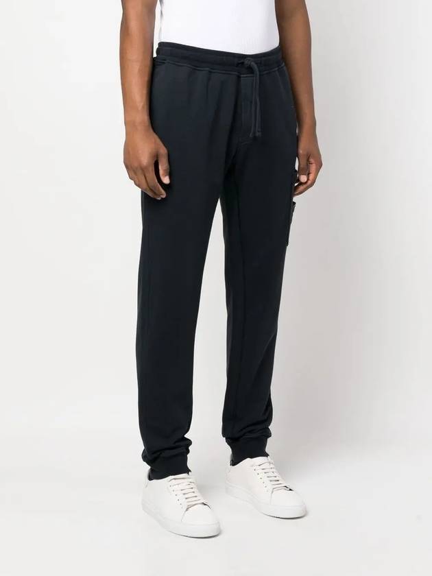 Men's Wappen Patch Cotton Fleece Track Pants Navy - STONE ISLAND - BALAAN 4