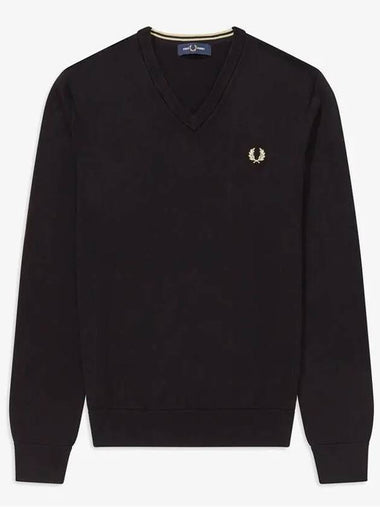 Baseline Classic V neck Knit 198 AFPM2339600 Black - FRED PERRY - BALAAN 1