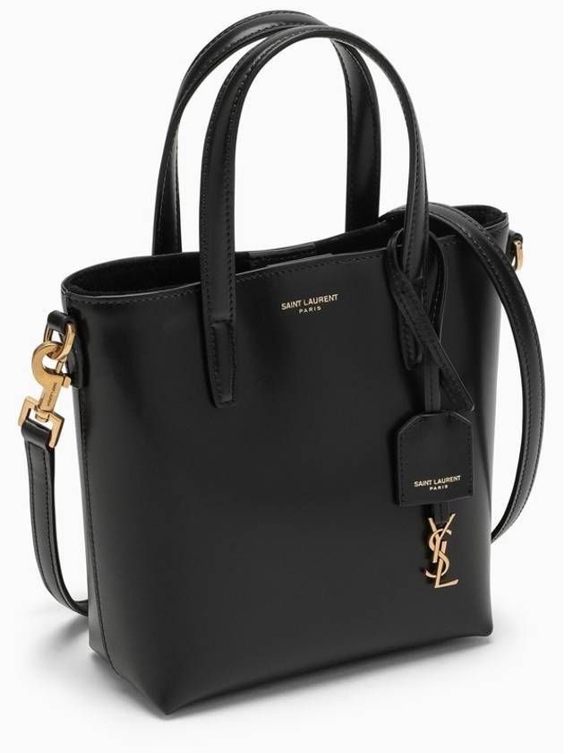 Toy Small Leather Shopping Box Tote Bag Black - SAINT LAURENT - BALAAN 3