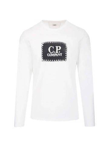 Men's Embroidery Logo Print Long Sleeve T-Shirt White - CP COMPANY - BALAAN 1