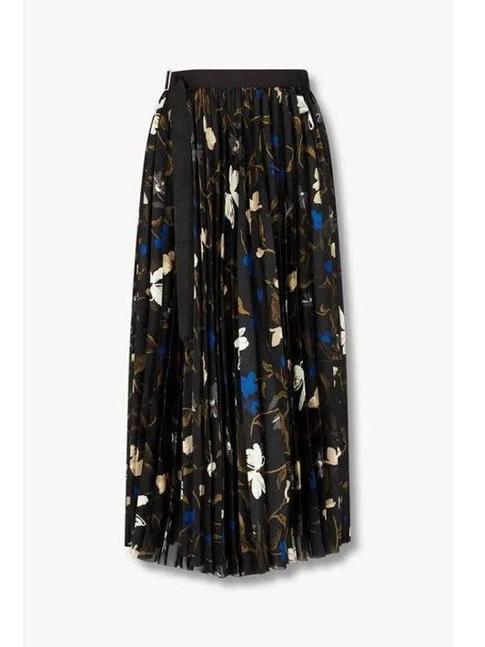 Women s Floral Pattern Pleated Wrap Skirt Black - SACAI - BALAAN 1