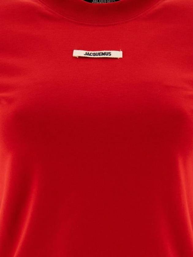 Le Gros Grain Short Sleeve T-Shirt Red - JACQUEMUS - BALAAN 4