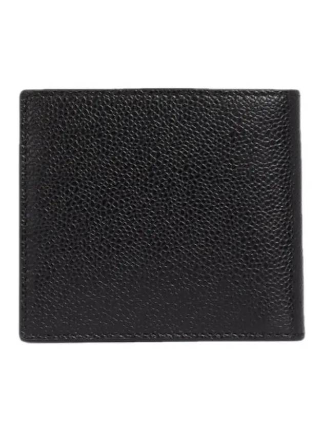 Pebble Grain Leather Debossed 4 Bar Billfold Half Wallet Black - THOM BROWNE - BALAAN 4