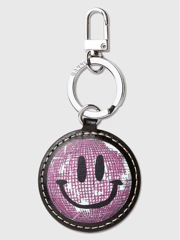 Banner Smile Glitter Charm Logo Print Recycled Keychain - GANNI - BALAAN 1