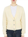 Ribbed V-Neck Soft Wool Cardigan Yellow - GANNI - BALAAN 3