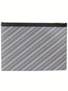 Monogram Coated Canvas Medium Clutch Bag Grey - THOM BROWNE - BALAAN 3