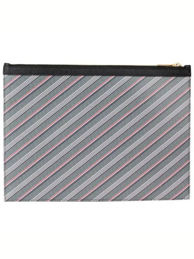 Monogram Coated Canvas Medium Clutch Bag Grey - THOM BROWNE - BALAAN 3