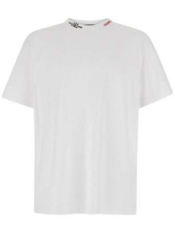 White T-Shirt With Logo Lettering In Cotton Man - DSQUARED2 - BALAAN 1