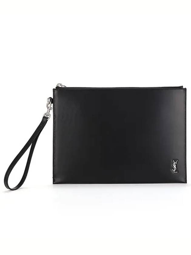 Tiny Monogram Silver Clutch Bag Black - SAINT LAURENT - BALAAN 3