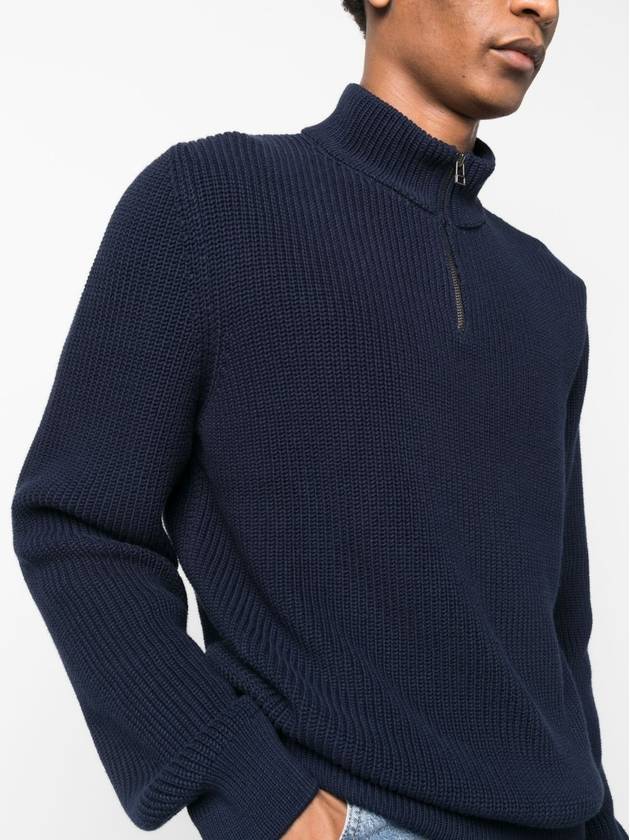 Mock Neck Half Zip-Up Knit Top Navy - A.P.C. - BALAAN 6