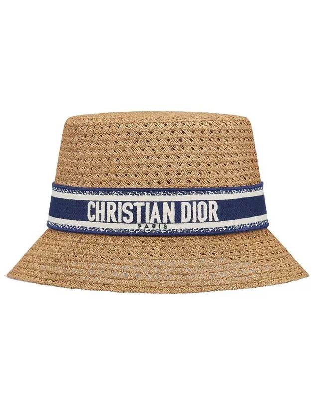 D Bobby Embroidered Band Bucket Hat Natural Straw - DIOR - BALAAN 4