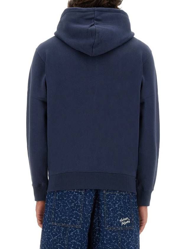 Bold Fox Head Patch Cotton Zip-Up Hoodie Ink Blue - MAISON KITSUNE - BALAAN 4