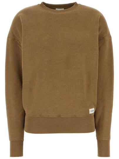 Crew Neck Sweatshirt Dark Beige - SAINT LAURENT - BALAAN 2