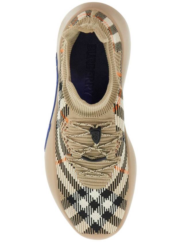 Check Knit Neptune Low Top Sneakers Sand - BURBERRY - BALAAN 3