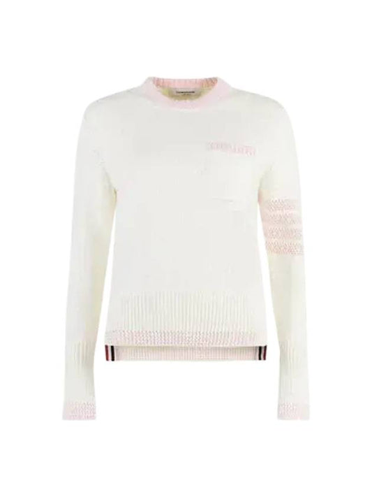 4 Bar Stripe Cotton Sweatshirt White - THOM BROWNE - BALAAN 2