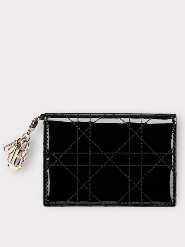 Lady Cannage Patent Calfskin Flap Card Wallet Black - DIOR - BALAAN 5