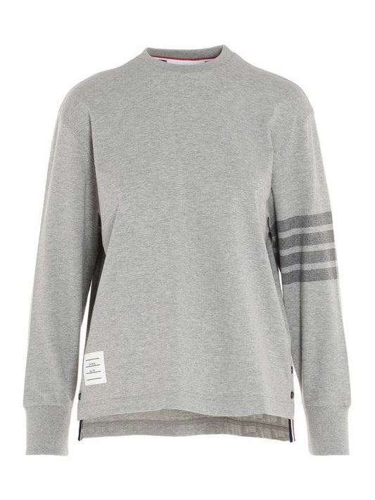 Diagonal Rugby Long Sleeve T Shirt Grey - THOM BROWNE - BALAAN 1