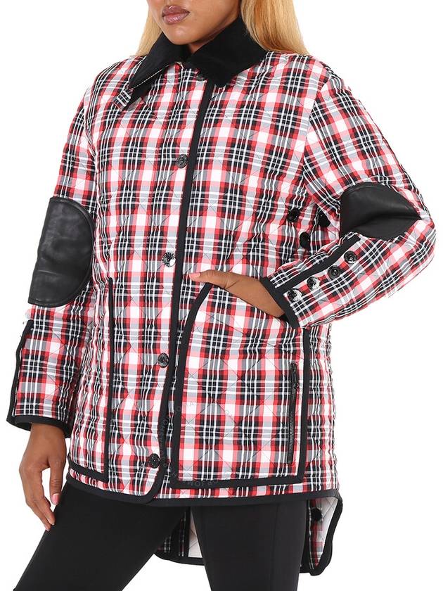 Burberry Bright Red Check Diamond Quilted Tartan Oversized Barn Jacket, Brand Size 2 (US Size 0) - BURBERRY - BALAAN 2