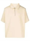 Straight Hem Zipper Short Sleeve Polo Shirt Ivory - JIL SANDER - BALAAN 2