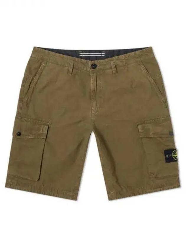 Men's Wappen Cotton Bermuda Cargo Shorts Khaki - STONE ISLAND - BALAAN 2