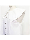 Ruffle Collar Button Sleeveless Shirt White - GANNI - BALAAN 6