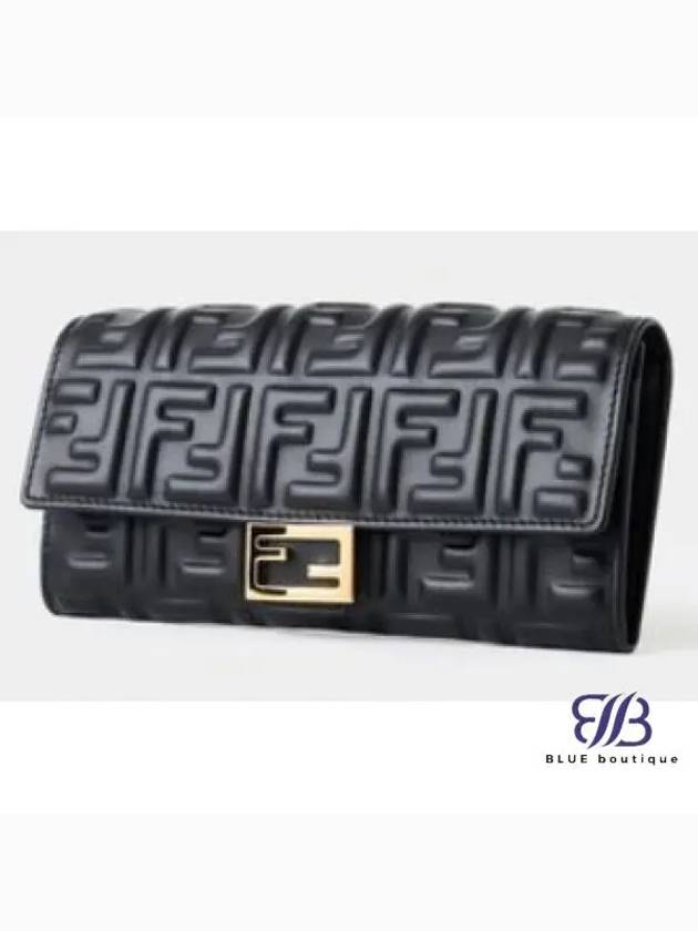 Baguette Continental Chain Leather Long Wallet Black - FENDI - BALAAN 2