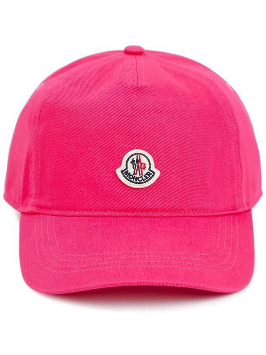 Women's Logo Patch Cotton Ball Cap Pink - MONCLER - BALAAN.