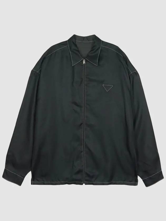 Silk Twill Shirt Black - PRADA - BALAAN 3