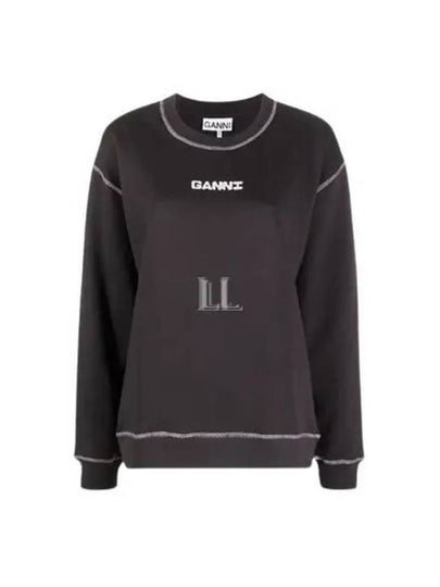 Isoli Logo Relaxed Cotton Sweatshirt Phantom - GANNI - BALAAN 2