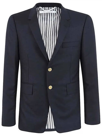 Super 120S Wool Twill Single Breasted Classic Jacket Navy - THOM BROWNE - BALAAN 2