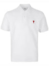 Heart Logo Polo Shirt White - AMI - BALAAN 2