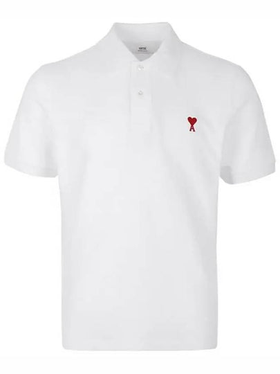 Heart Logo Polo Shirt White - AMI - BALAAN 2