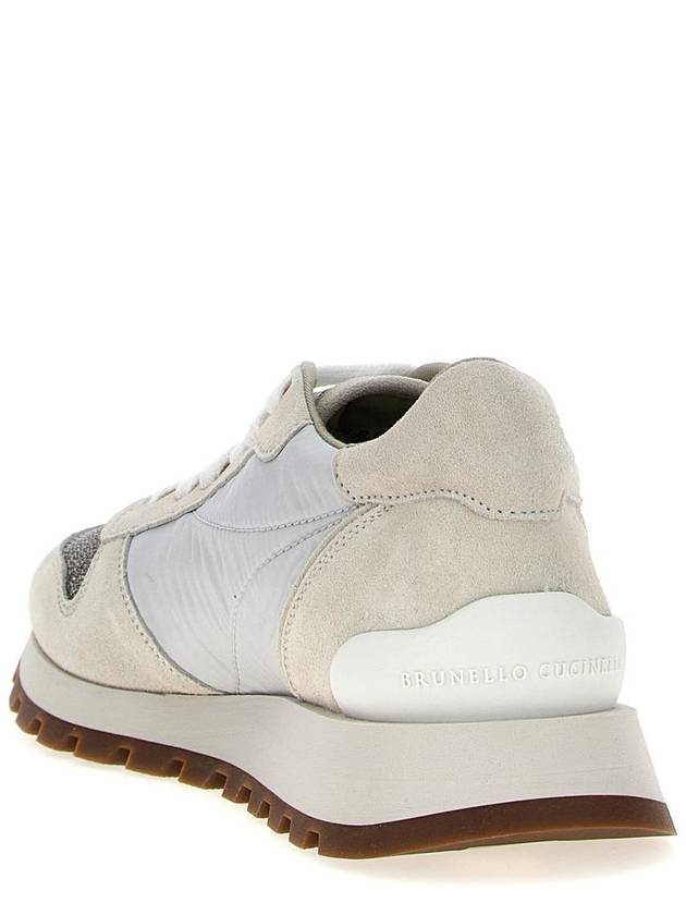 Suede Nylon Low Top Sneakers White - BRUNELLO CUCINELLI - BALAAN 4