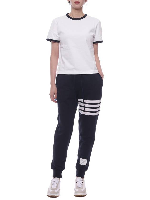 Women's Engineer 4 Bar Cotton Loopback Knit Track Pants Navy - THOM BROWNE - BALAAN 4